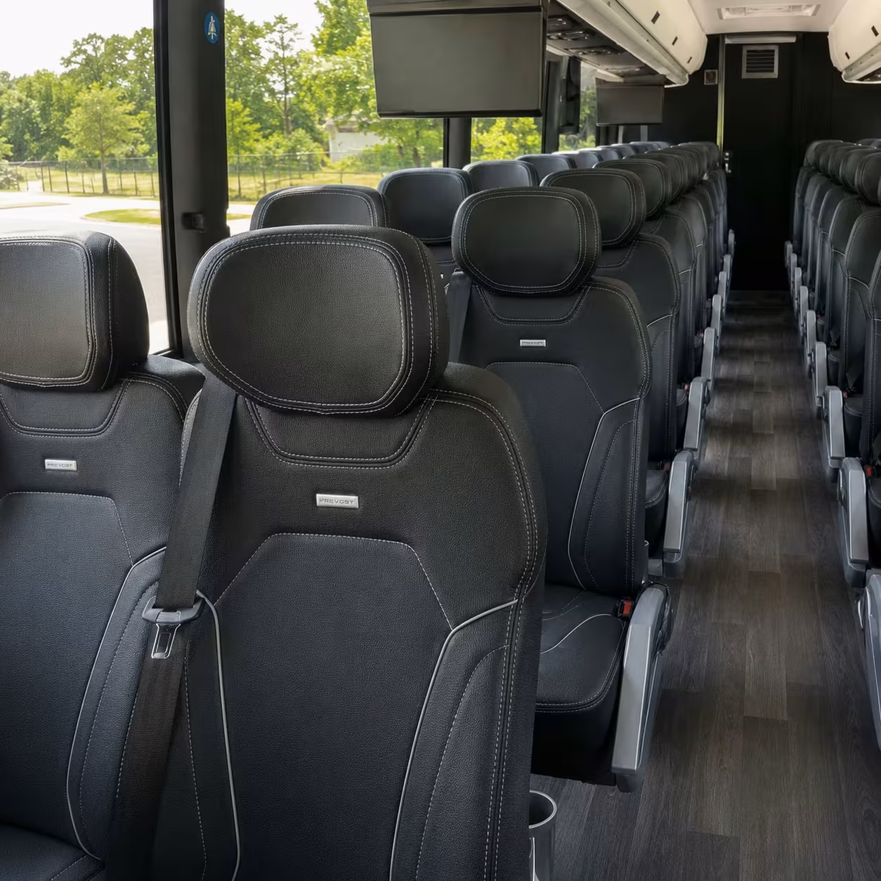 56 passenger charter bus inside